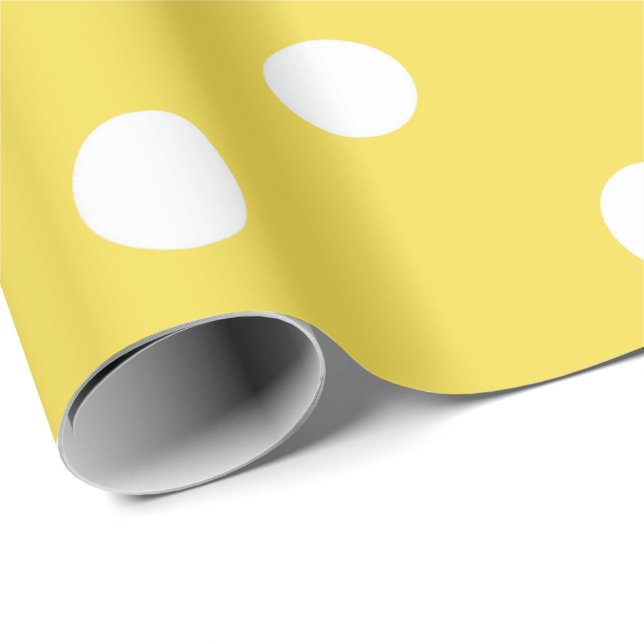 Papel De Presente Polka Pequenos Pontos Brancos Amarelo Amalfi Lemon (Ponta do rolo)