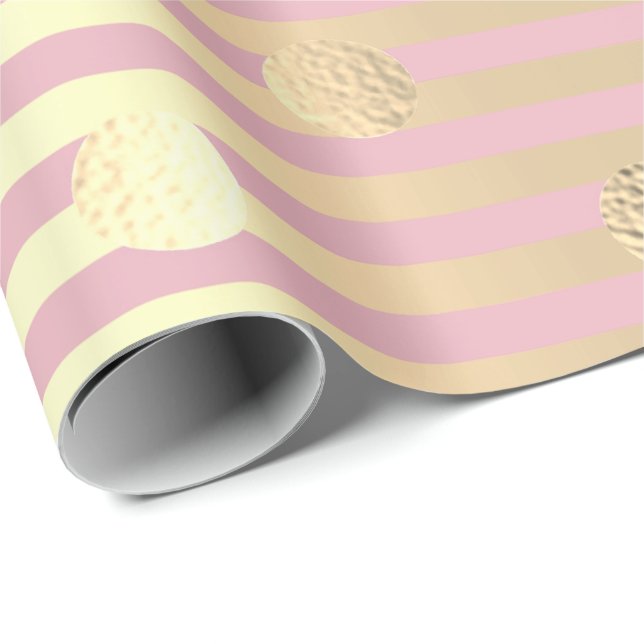 Papel De Presente Polka Pequenos Pontos Grelha Pastel Rosa Foxier Do (Ponta do rolo)