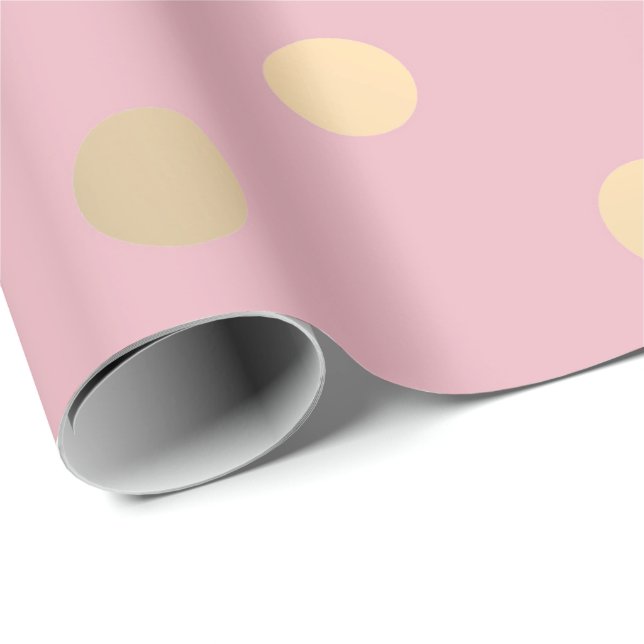 Papel De Presente Polka Pequenos Pontos Pó Pastel Rosa Foxier Dourad (Ponta do rolo)