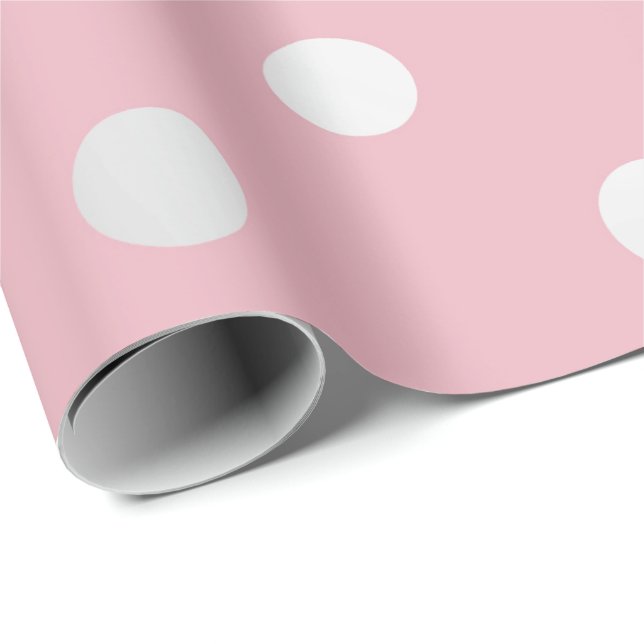 Papel De Presente Polka Pequenos Pontos Rosa Pó Blush Cinza Prateado (Ponta do rolo)