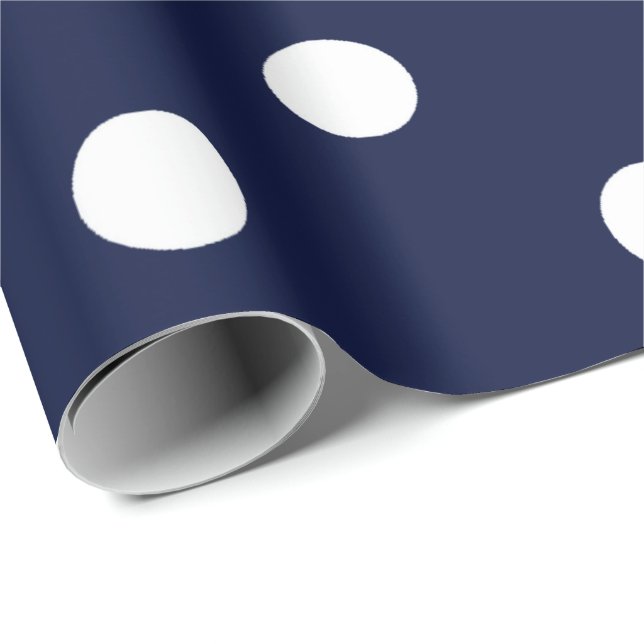 Papel De Presente Polka Small Dots Blue Marinho White Classant (Ponta do rolo)