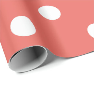 Papel De Presente Polka Small Dts Coral Peach White Elegante