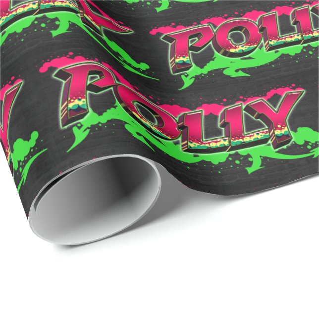 Papel De Presente Polly Vorname Name Graffiti red green (Ponta do rolo)