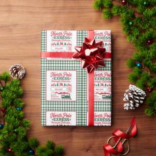 Papel De Presente Polo Norte Verde entrega expressa do Papai Noel xa