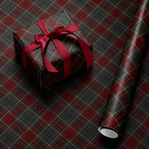 Papel De Presente Polo Xadrez Verde Vermelho Escuro Equestre