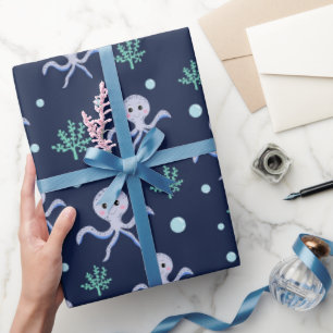 Papel De Presente Polvo sob o padrão infantil marinho