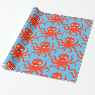 Papel De Presente Polvo Trovão de Octopus Cortado Vermelho Sorrente