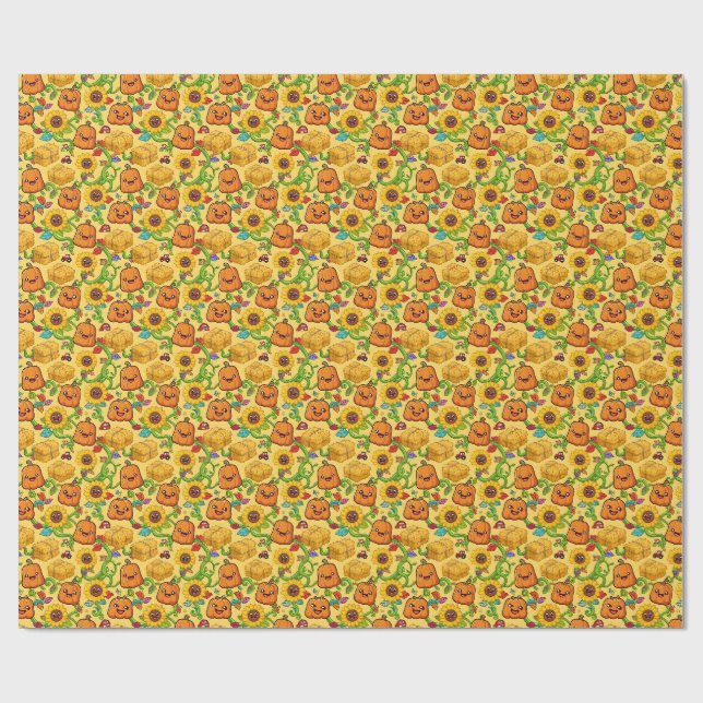 Papel De Presente Pomar de Abóbora de Outono (Aberto)