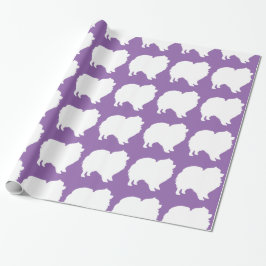 Papel De Presente Pomerânia de papel branco de silhueta roxo