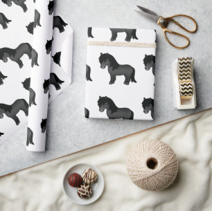 Papel De Presente Pônea de Cartoon Pônea de Shetland Negra