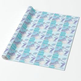 Papel De Presente Pôneas de cavalo 7 de aniversário, bolsa azul