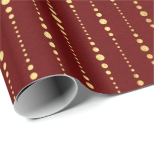 Papel De Presente Pontas de Ouro Vermelho da Borgona Vermelha Brilha