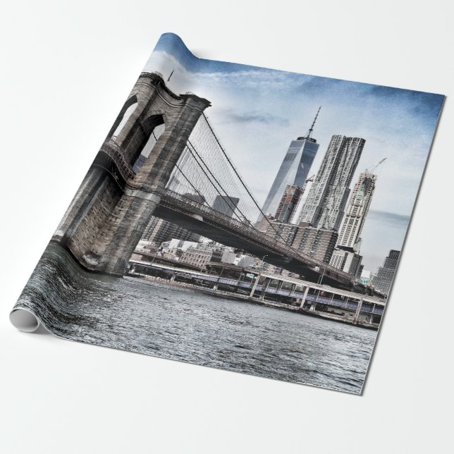 PAPEL DE PRESENTE PONTE BROOKLYN DURANTE O DIA (Desenrolado)