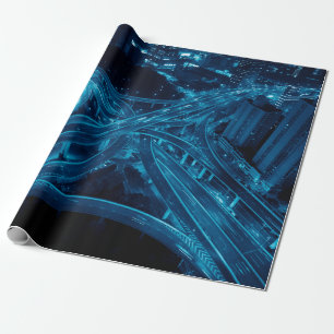 Papel De Presente ponte elevada da Estrada Yanan de Xangai à noite c