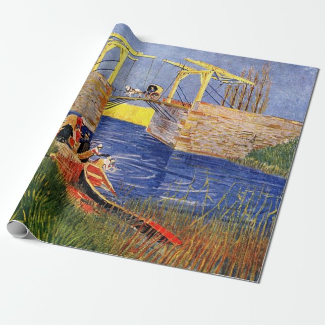 Papel De Presente Ponte Langlois em Arles por Vincent van Gogh (Desenrolado)