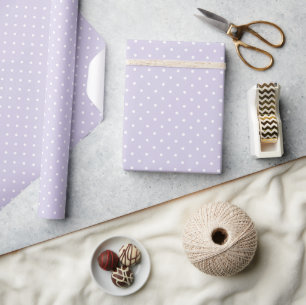 Papel De Presente Pontinhos de Primavera Clássicos   Lavanda Desbota