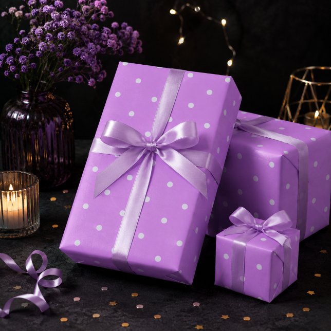 Papel De Presente Pontinhos Lilás Brilhantes (Criador carregado)