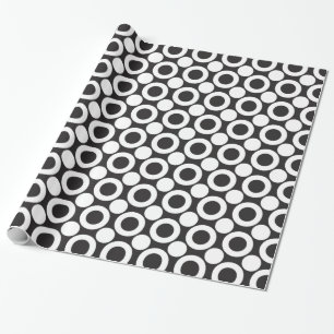 Papel De Presente Ponto 3 preto e branco