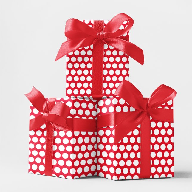 Papel De Presente Ponto Branco Personalizado (Custom White Polka Dot Wrapping Paper)