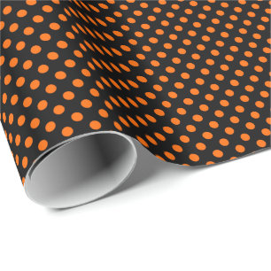 Papel De Presente Ponto de Laranja de Halloween no Preto