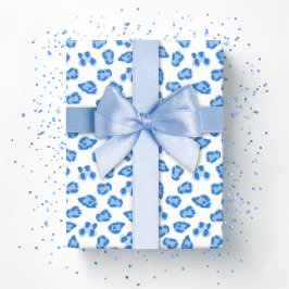 Papel De Presente Ponto de Leopardo em Porcelana Azul