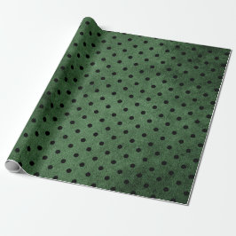 Papel De Presente Ponto Preto e Verde Rústico Impressão de Bolinhas