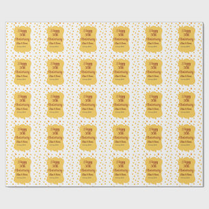 Papel De Presente pontos amarelos brilhantes feliz aniversário de 30