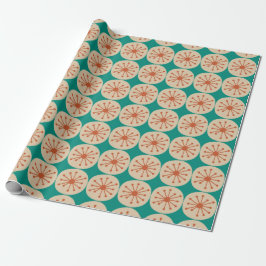 Papel De Presente Pontos Atômicos Laranja Bege Azul Turquesa Moderno