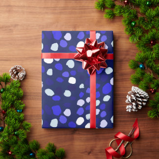Papel De Presente Pontos Azuis Design Geométrico Divertido Multicolo