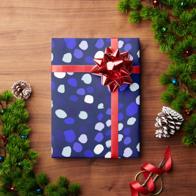 Papel De Presente Pontos Azuis Design Geométrico Divertido Multicolo (Presente de Natal)