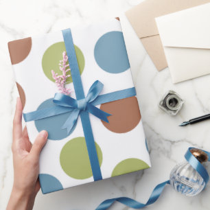 Papel De Presente Pontos azuis, verdes e castanhos