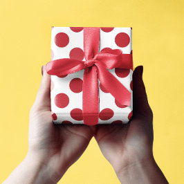 Papel De Presente Pontos Brancos e Vermelhos