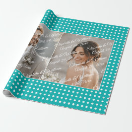 Papel De Presente Pontos Brancos em Azul Turquesa – Casamento Person