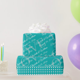 Papel De Presente Pontos Brancos em Azul Turquesa – Casamento Person
