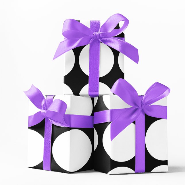 Papel De Presente Pontos Brancos Grandes (Big White Dots Wrapping Paper)