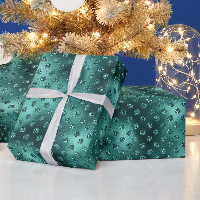 Papel De Presente Pontos Brilhantes de Natal Verde (Feriados)