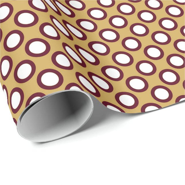 Papel De Presente Pontos, caramelo, creme e chocolate retro circulad (Ponta do rolo)