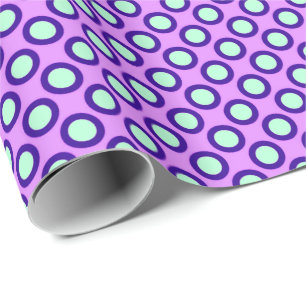 Papel De Presente Pontos circulados retrô, orquídea, violeta e azul