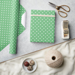 Papel De Presente Pontos Clássicos Branco - Verde Verão