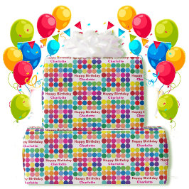 Papel De Presente Pontos Coloridos Adicionar Destinatários Nome Feli