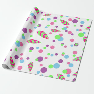Papel De Presente pontos coloridos com plástico de folhas