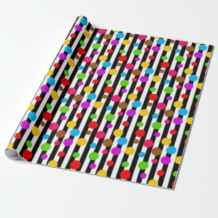 Papel De Presente Pontos Coloridos Listras de Bolinhas