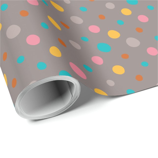 Papel De Presente Pontos de Aquarela Multicoloridos 3 (Ponta do rolo)