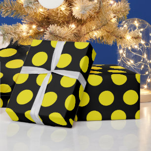 Papel De Presente Pontos de bolinhas preto e amarelo moderno chique