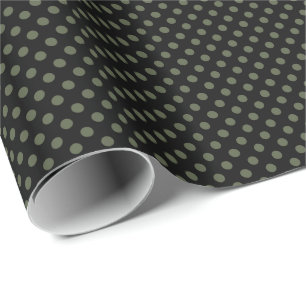 Papel De Presente Pontos de Bolinhas Verde Cipreste em Preto