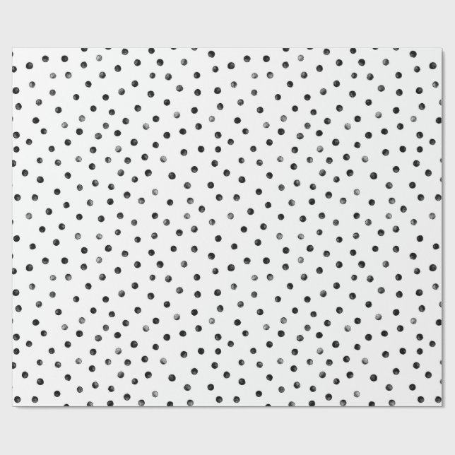 Papel De Presente Pontos de Confetti Pretos E Brancos (Aberto)
