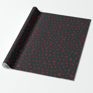 Papel De Presente Pontos de Crimson Orgânicos no Verde Escuro