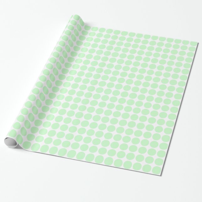 Papel De Presente Pontos do Círculo - Verde Fantasma em Branco (Desenrolado)