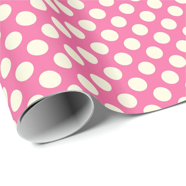 Papel De Presente Pontos do século médio - citrinos, rosa (Ponta do rolo)