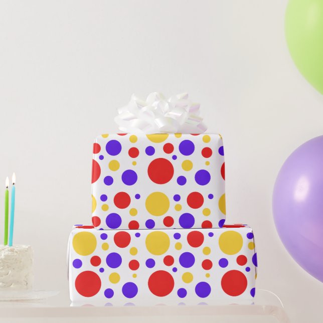 Papel De Presente Pontos dos Círculos Amarelos Vermelhos (Presentes para festas)